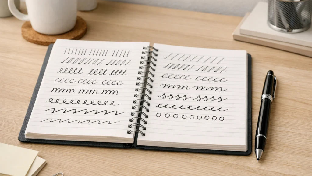 Vježbanje rukopisa kroz ponavljanje poteza u bilježnici