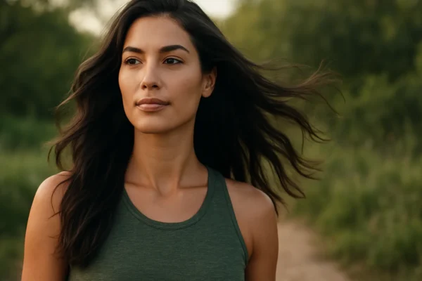 Prirodno zdrava kosa žene na dnevnom svjetlu kao simbol prirodnog zdravlja kose