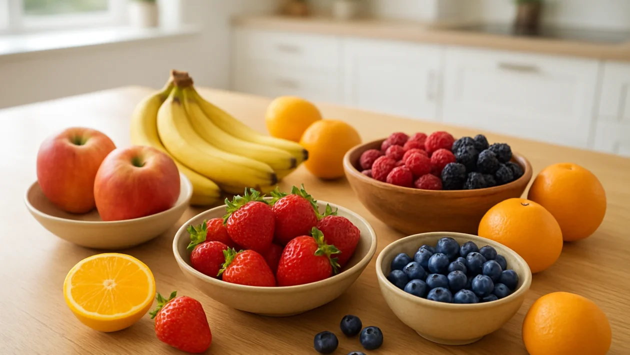 Svježe voće na kuhinjskom stolu kao simbol svakodnevnog povećanja unosa voća
