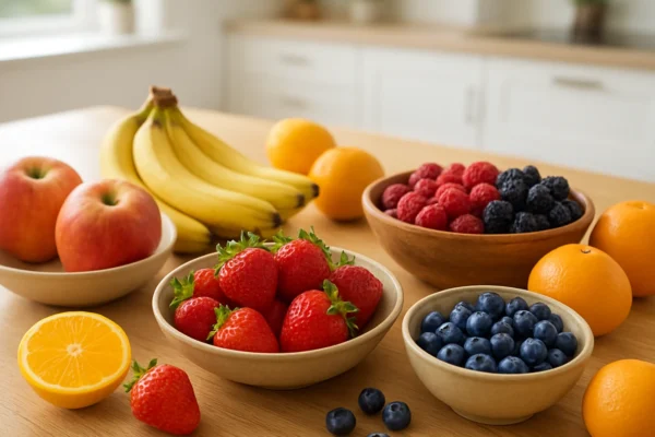 Svježe voće na kuhinjskom stolu kao simbol svakodnevnog povećanja unosa voća