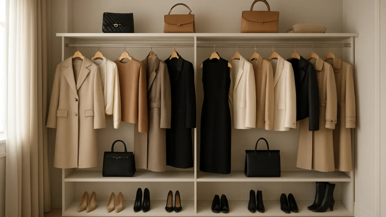 Pravilno održavana luksuzna moda u elegantnom garderobnom prostoru