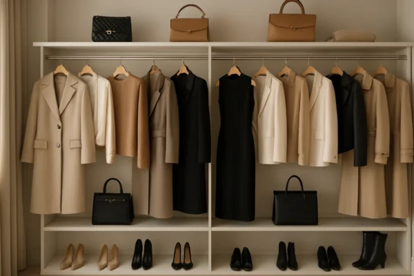 Pravilno održavana luksuzna moda u elegantnom garderobnom prostoru