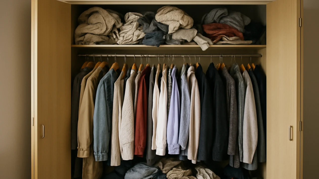 Pretrpani ormar koji pokazuje problem impulzivne kupnje odjeće