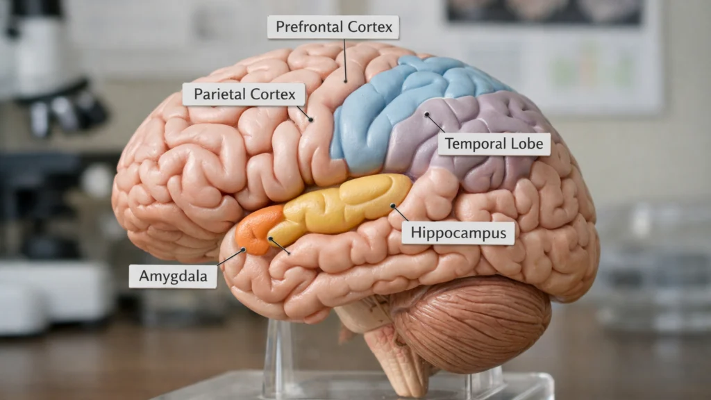 Model ljudskog mozga koji prikazuje memorijske centre povezane s déjà vuom