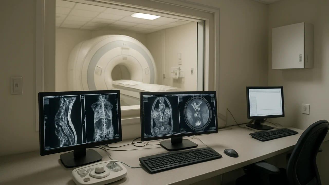 MRI snimke na monitoru koje prikazuju kako magnetska rezonanca stvara slike tijela