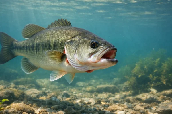 Riba pod vodom koja diše pomoću škrga u prirodnom okruženju