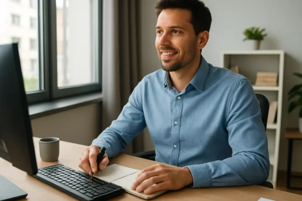 Osoba puna energije tijekom dana u uredskom okruženju bez pospanosti