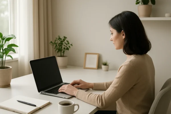 Zdrava radna rutina u mirnom kućnom uredu bez stresa