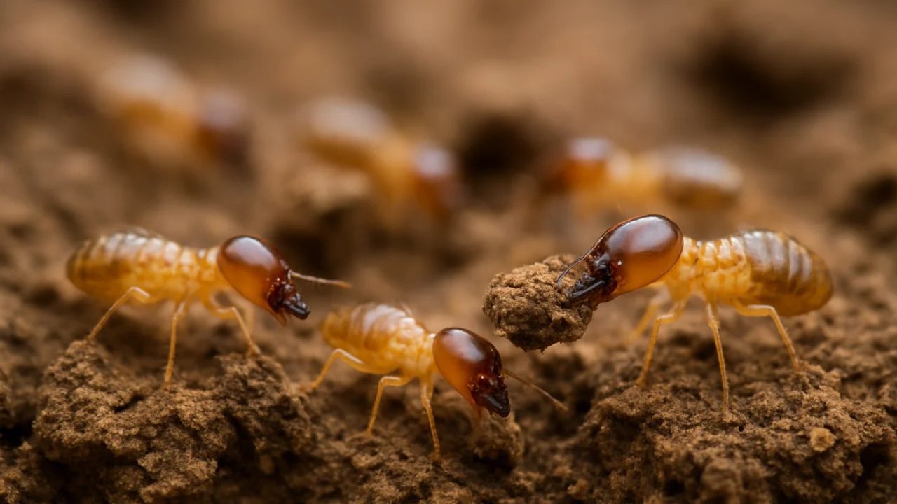 Termiti zajednički grade zid termitnjaka noseći zrna zemlje