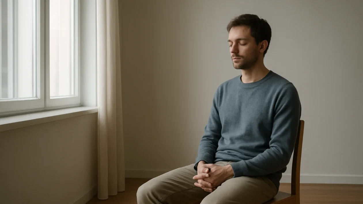 Tihi trenuci i mentalno zdravlje – osoba u mirnom prostoru u stanju unutarnje smirenosti