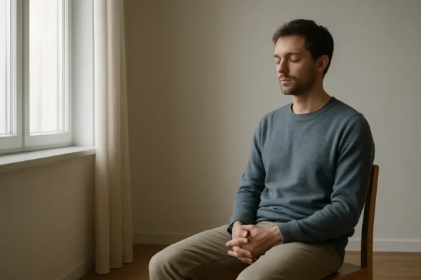 Tihi trenuci i mentalno zdravlje – osoba u mirnom prostoru u stanju unutarnje smirenosti