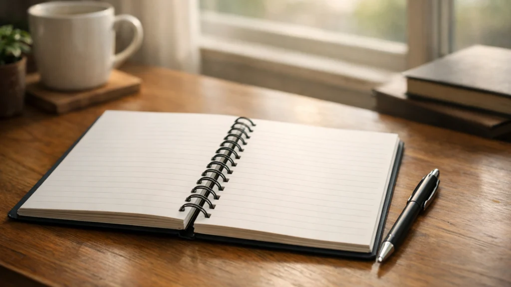 Prazna bilježnica i olovka kao simbol početka kreativnog pisanja