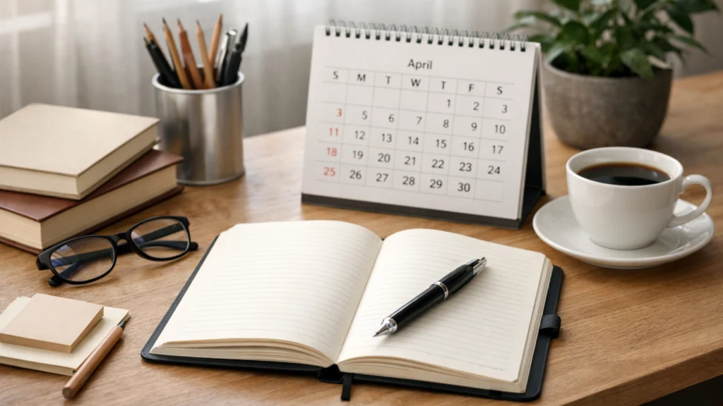 Radni prostor pisca koji naglašava redovitost i rutinu pisanja