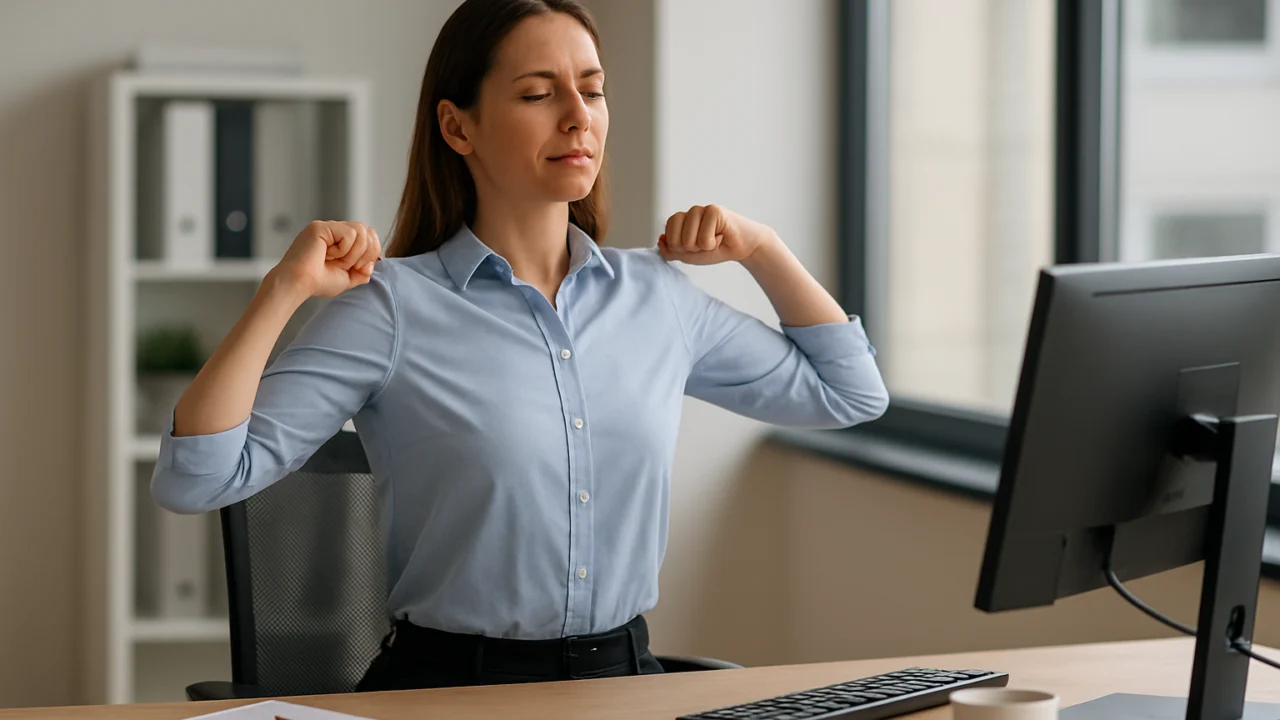 Kružni pokreti ramenima kao pauza tijekom rada za računalom