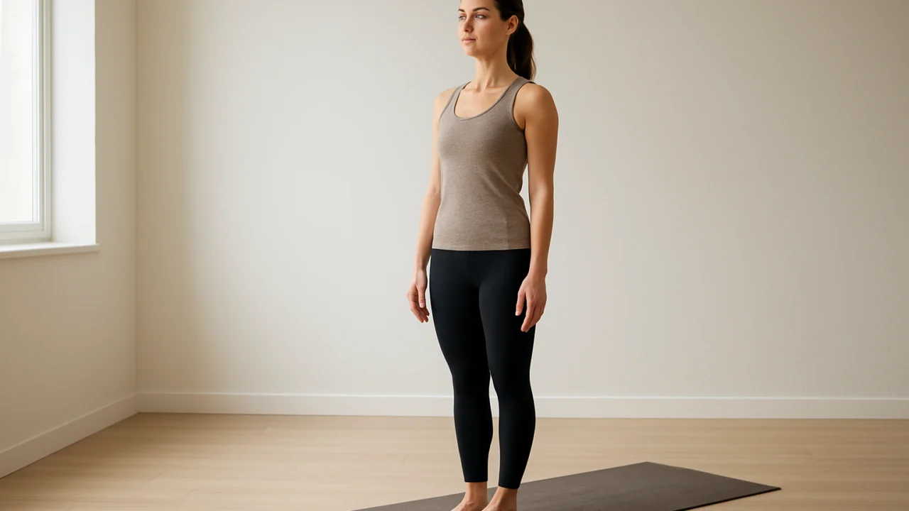 Poza planine kao jednostavan primjer jutarnje stojeće joge