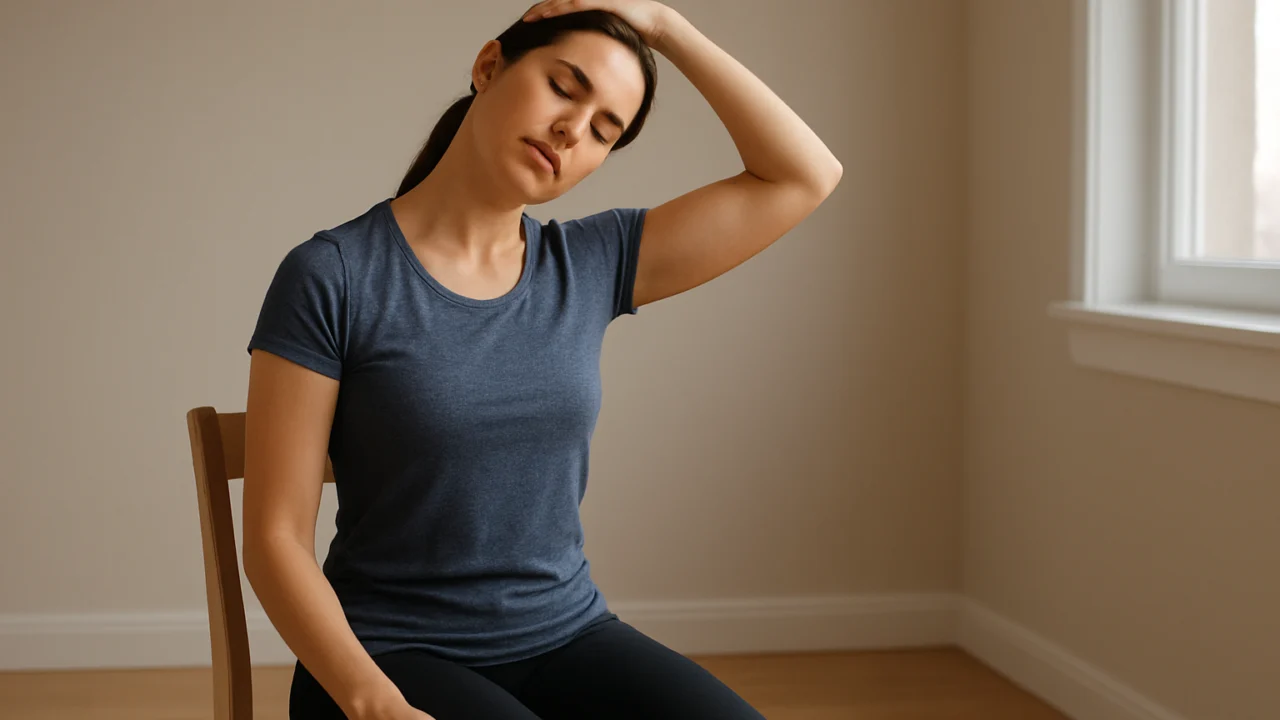 Primjer lagane vježbe istezanja vrata u sjedećem položaju