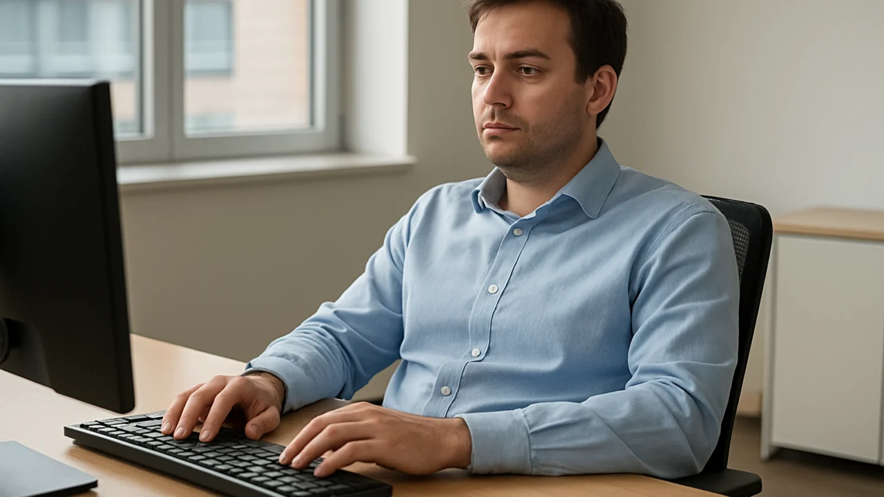 Sjedeći način rada u modernom uredu tijekom radnog dana