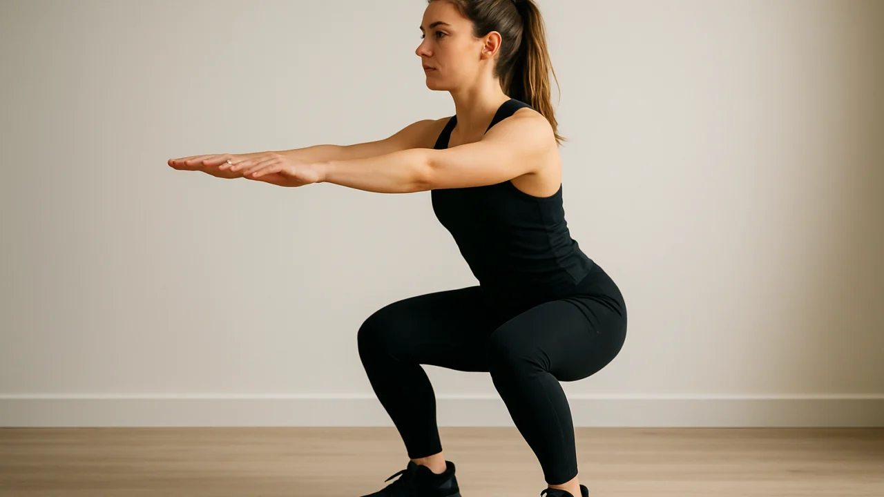 Početni položaj za lagane čučnjeve s vlastitom tjelesnom težinom