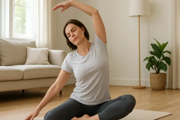 Lagano istezanje kralježnice u ugodnom prostoru kao simbol zdravih leđa