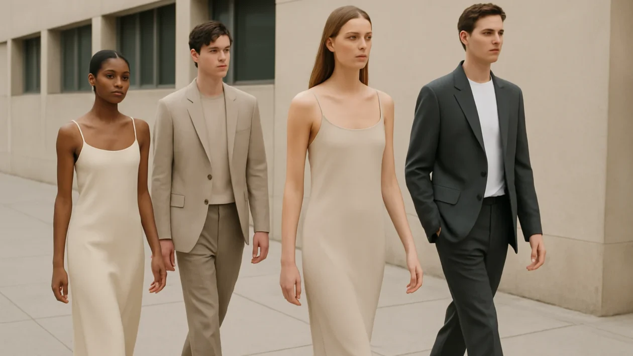 Minimalistička moda devedesetih s jednostavnim siluetama i neutralnim tonovima