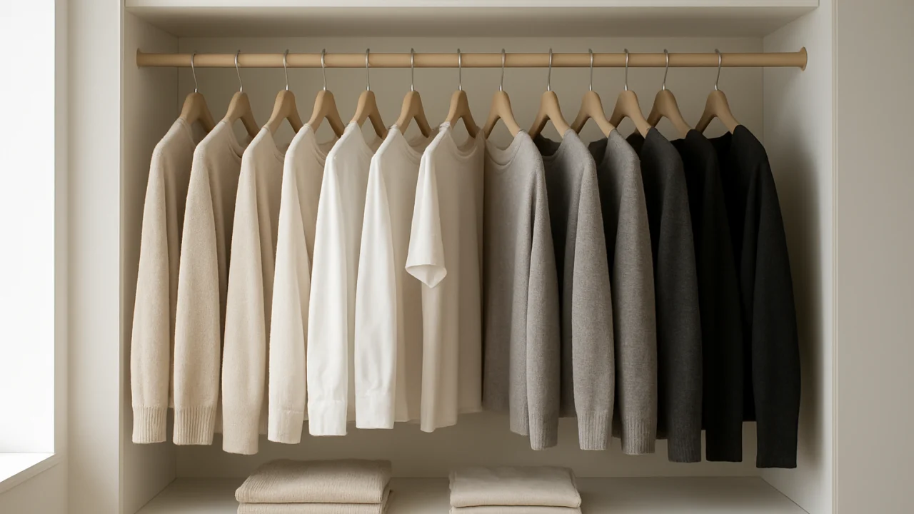 Minimalistički ormar s neutralnom odjećom kao odraz svjesnog modnog izbora