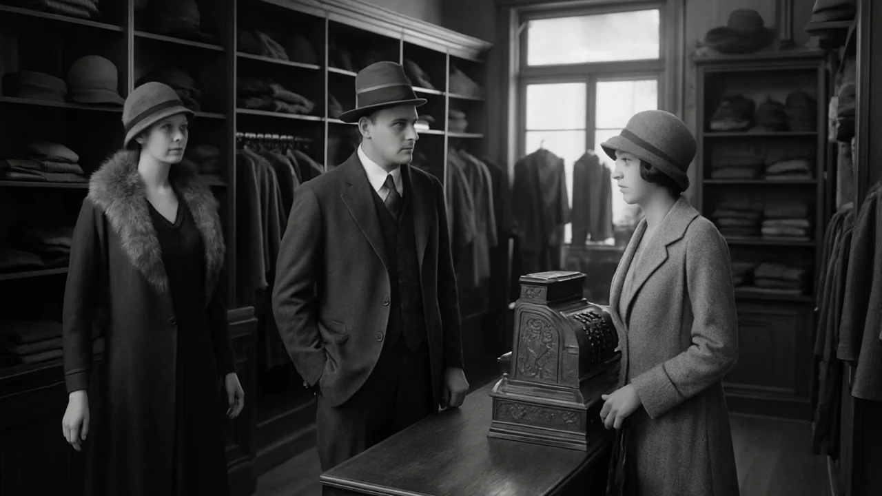 Trgovina odjećom iz dvadesetih godina koja prikazuje rast modne industrije
