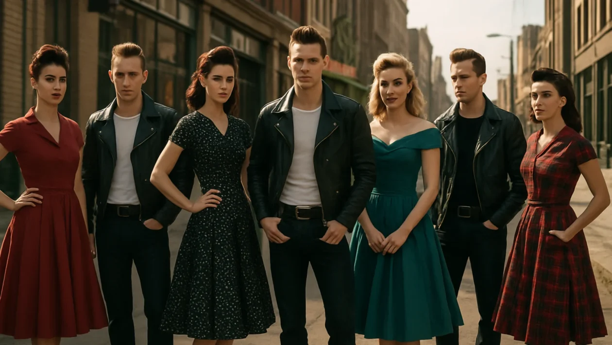 Moda pedesetih i rockabilly stil u suvremenoj interpretaciji na gradskoj ulici