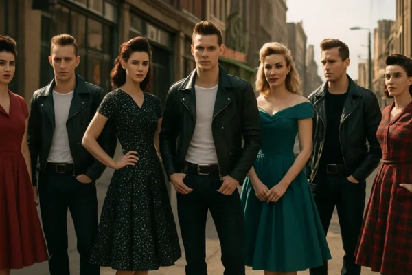 Moda pedesetih i rockabilly stil u suvremenoj interpretaciji na gradskoj ulici