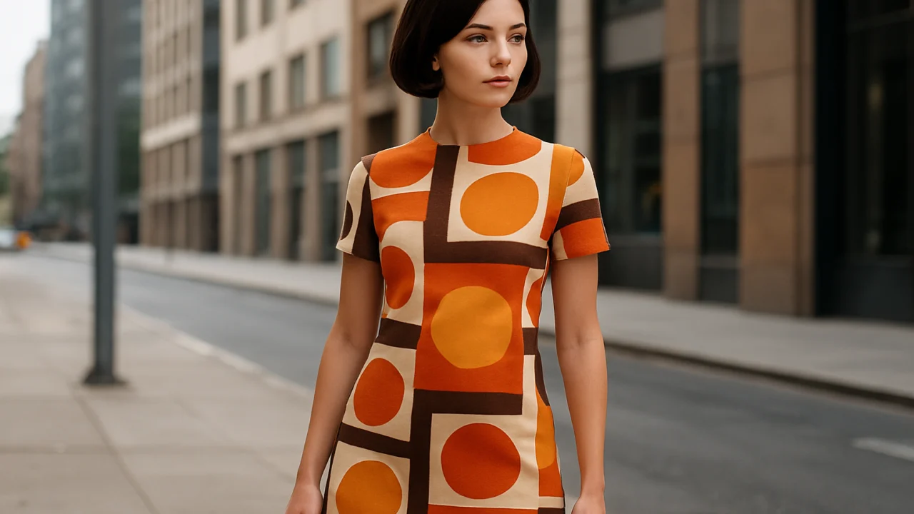 Ikonična haljina inspirirana modom šezdesetih u suvremenom urbanom okruženju