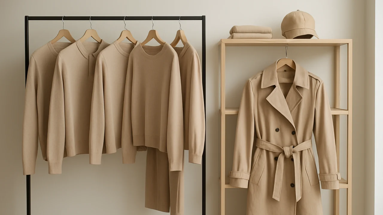 Monokromatski setovi odjeće izloženi u modernoj modnoj trgovini