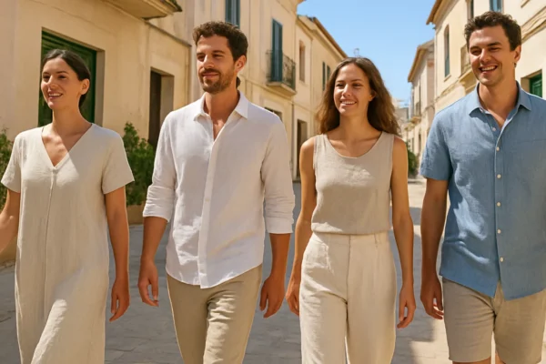 Lagane ljetne tkanine poput pamuka i lana u urbanom okruženju tijekom vrućeg dana