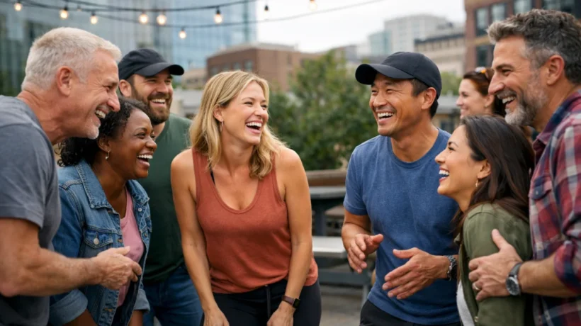Društvo ljudi koji se druže i uživaju u zajedničkim hobijima na otvorenom