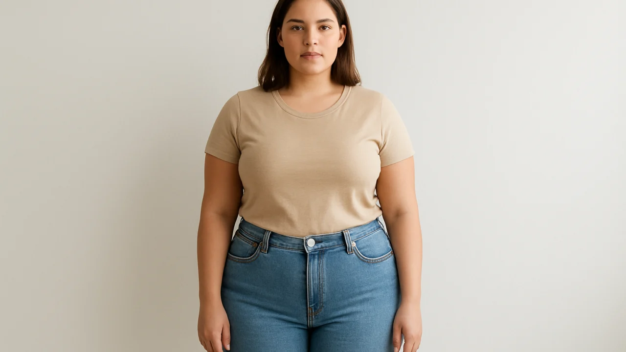 Primjer figure kruške s izraženijim bokovima i užim ramenima