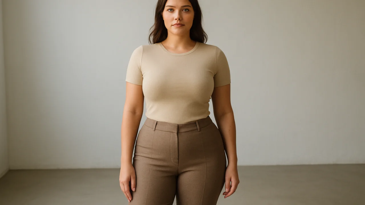 Figura pješčanog sata s jasno definiranim strukom i uravnoteženim ramenima i bokovima