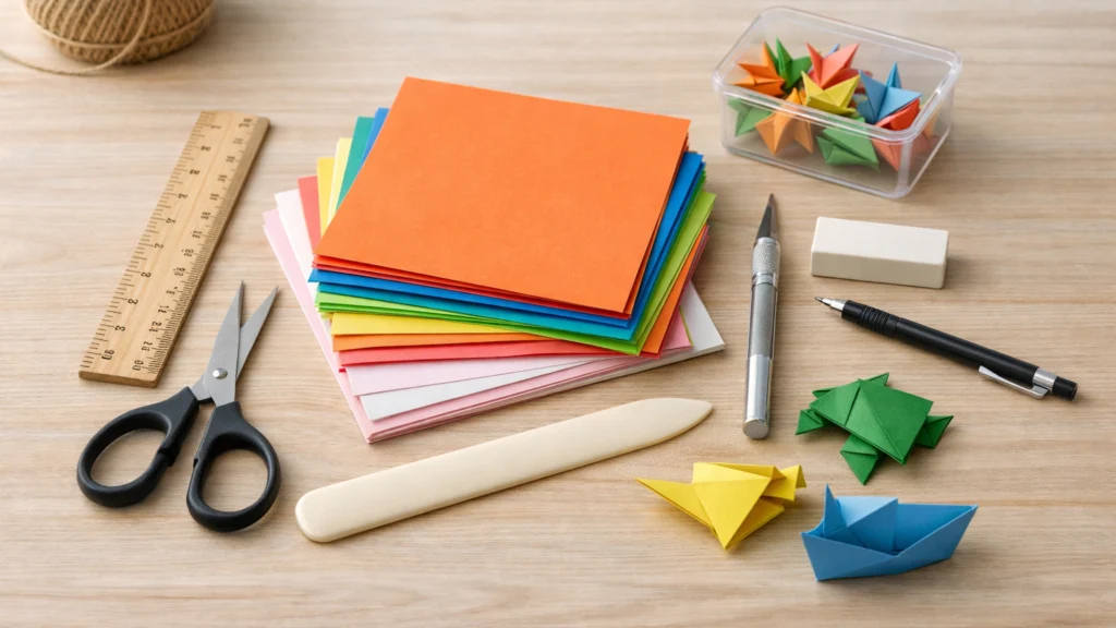 Osnovni pribor za početak origamija: papir i jednostavan radni prostor