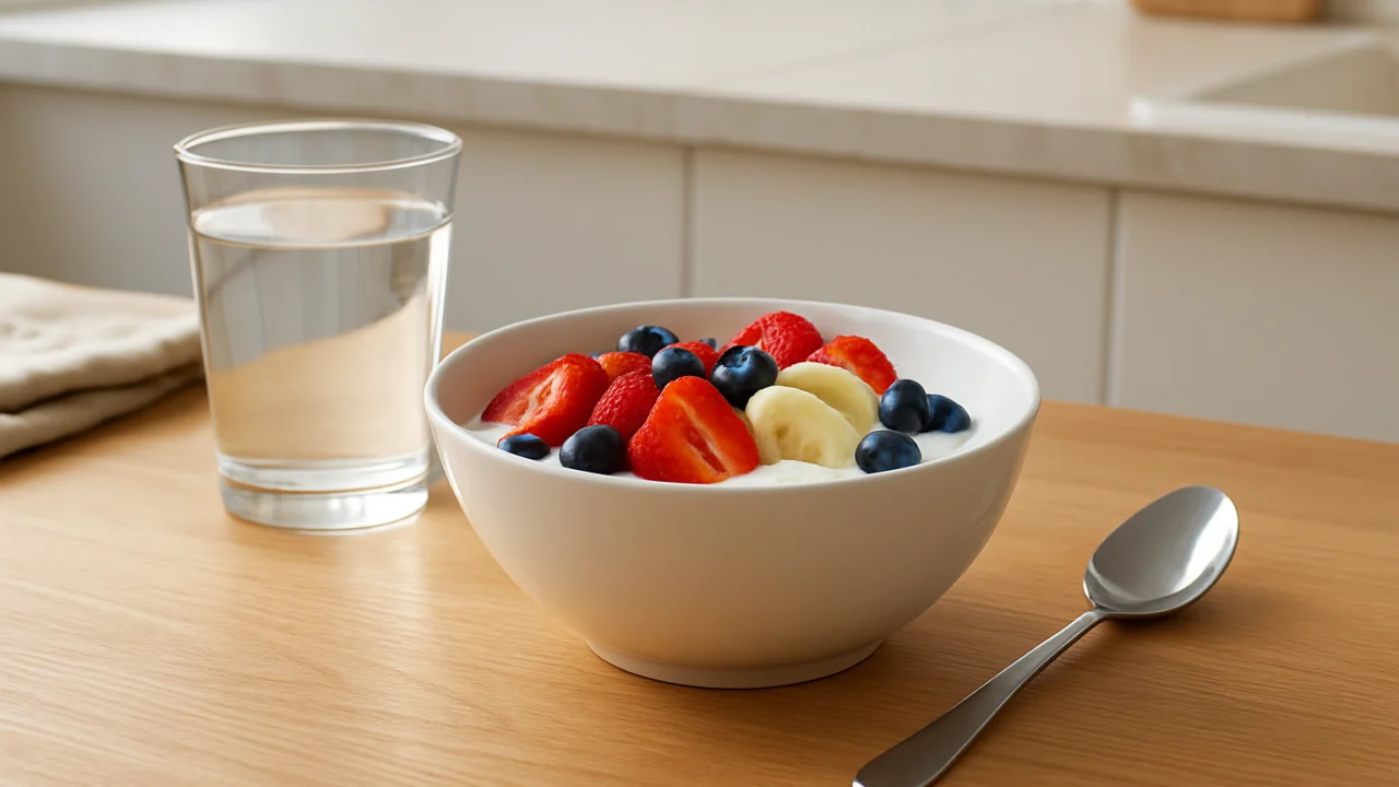 Jednostavan zdrav doručak s jogurtom i voćem za početnike