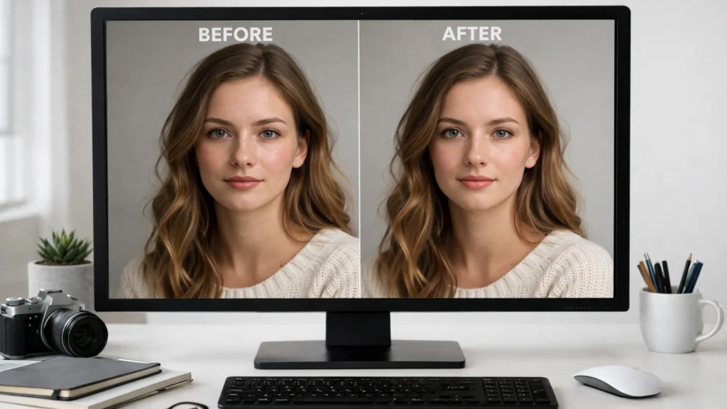 Usporedba fotografije prije i poslije umjerene obrade