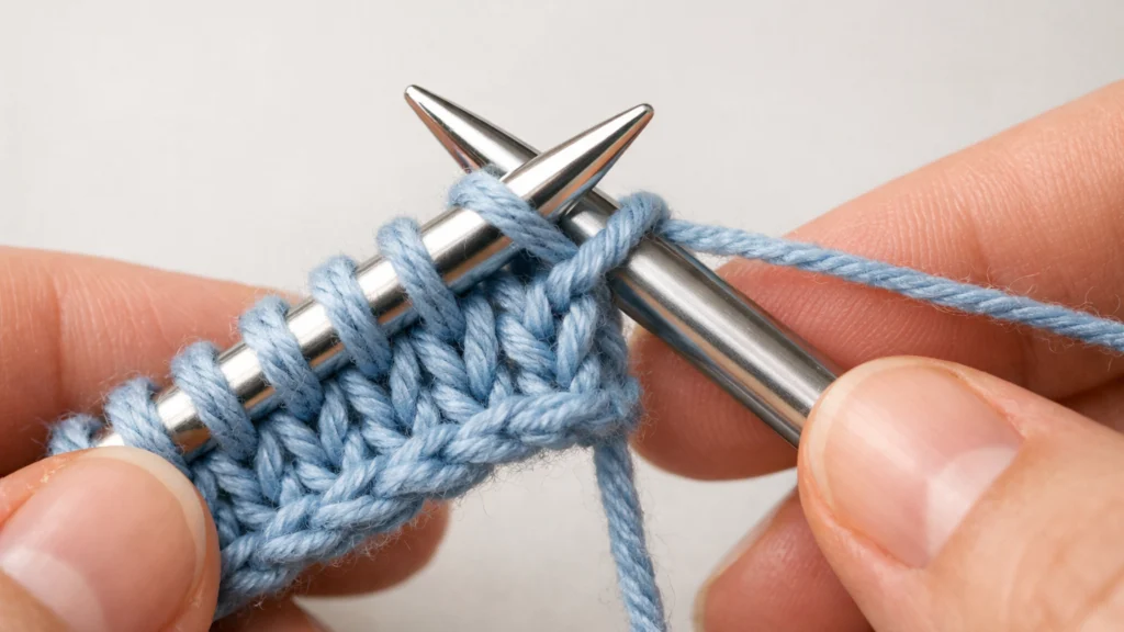 Osnovni bod štrikanja prikazan izbliza za početnike