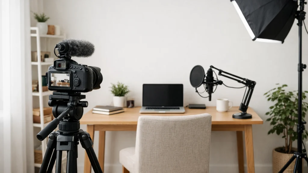 Pripremljen i uredan prostor za snimanje videa bez distrakcija