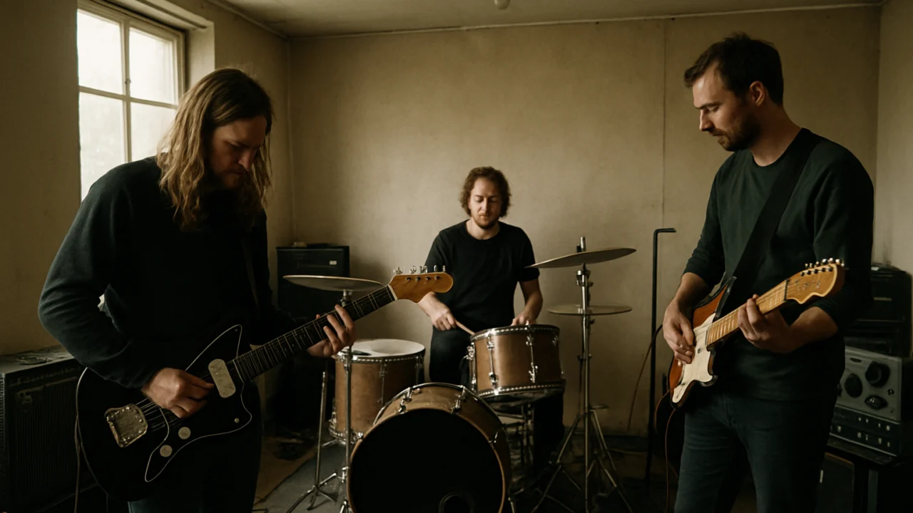 Islandski post rock bend na probi u skromnom studiju