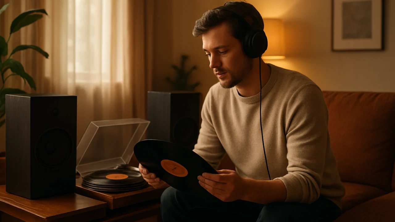 Aktivno slušanje post rock albuma na gramofonu kod kuće