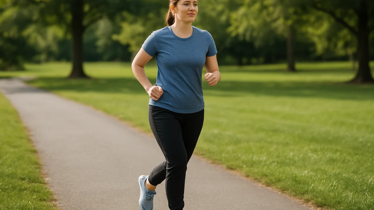 Početnik u laganom joggiranju na ravnoj podlozi u parku