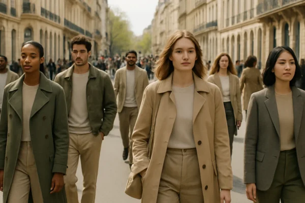 Proljetni modni trendovi 2024 u urbanom okruženju s neutralnim bojama