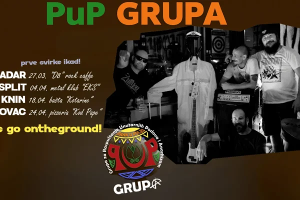 Plavi gradient s naslovom članka „PuP Grupa najavljuje prve nastupe uživo i proljetnu turneju”.