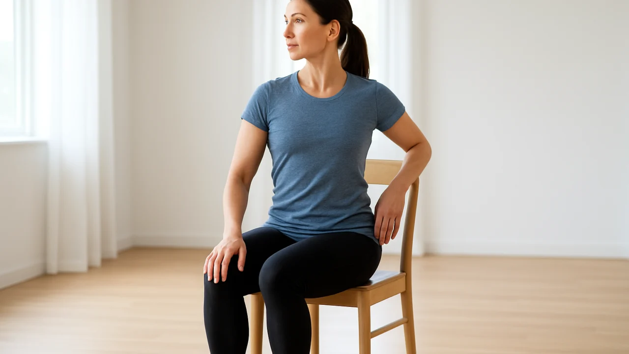 Sjedeće rotacijsko istezanje leđa – praktičan primjer