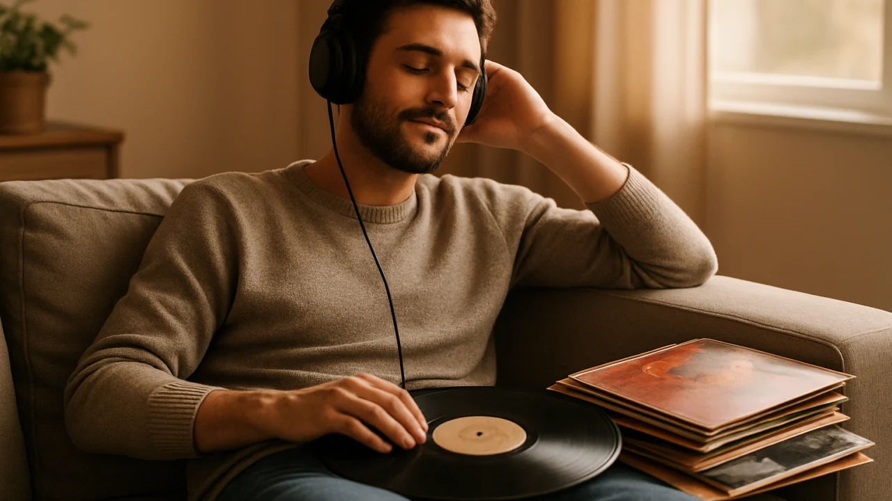 Slušanje shoegaze albuma kod kuće uz slušalice