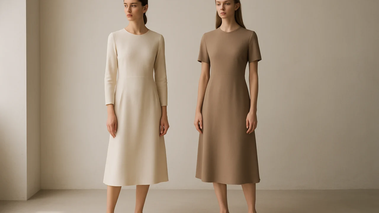 Trendovi ženskih haljina 2024 s naglaskom na jednostavne krojeve i neutralne boje