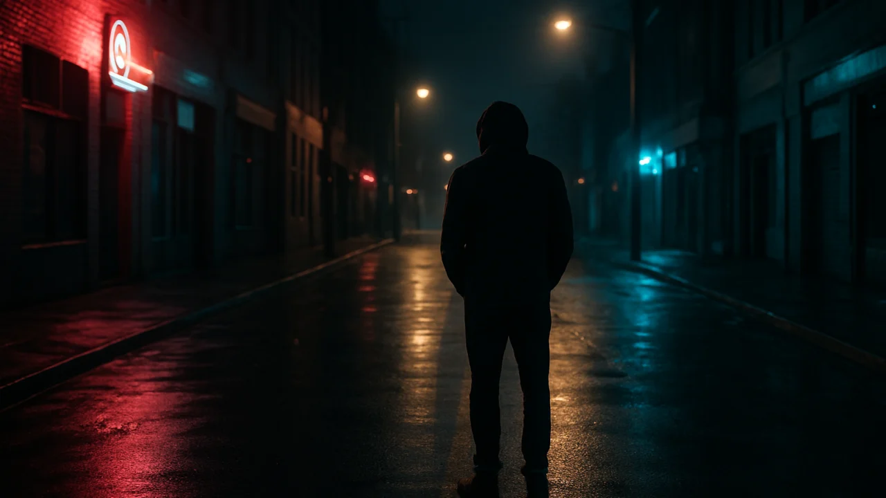 Noćna gradska ulica kao simbol uvoda u synthwave subkulturu i nostalgiju