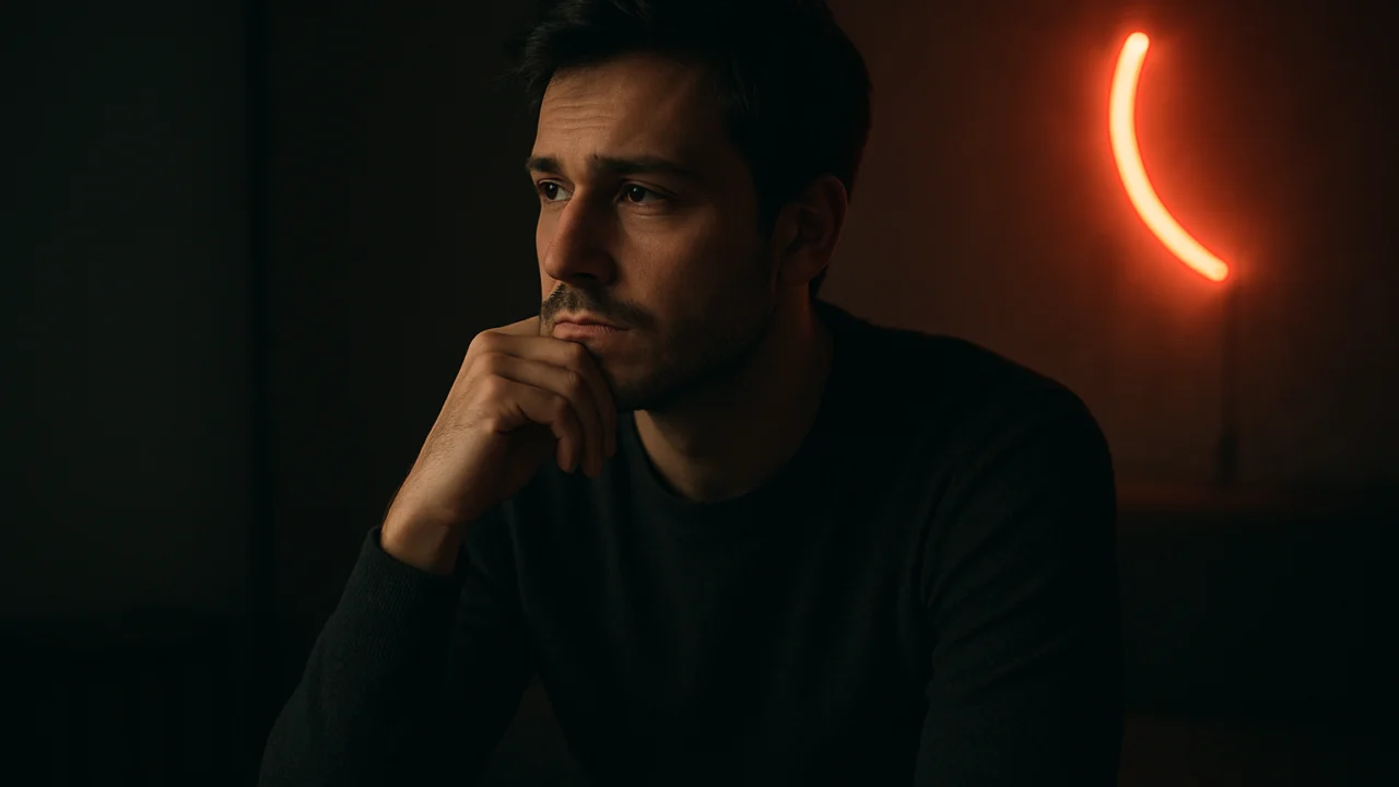 Introspektivni trenutak koji prikazuje dublje razumijevanje synthwave filozofije