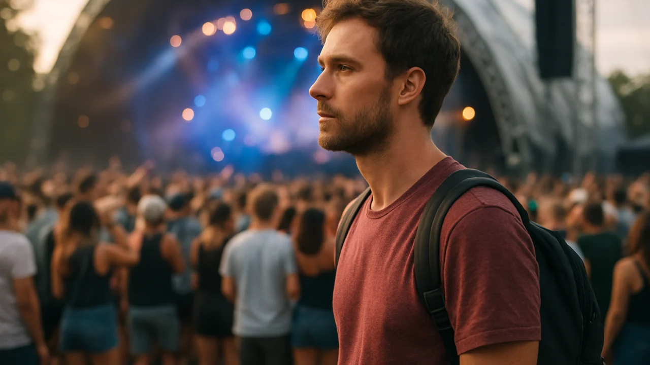 Posjetitelj trance festivala koji promatra atmosferu i publiku